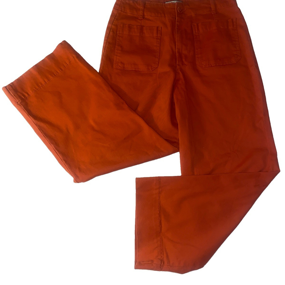 Bagatelle Pants Wide Leg, Crop, High Rise Waist Burnt Orange Stretch Women’s 8